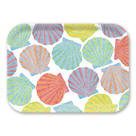 Medium Tray: Scallops on White