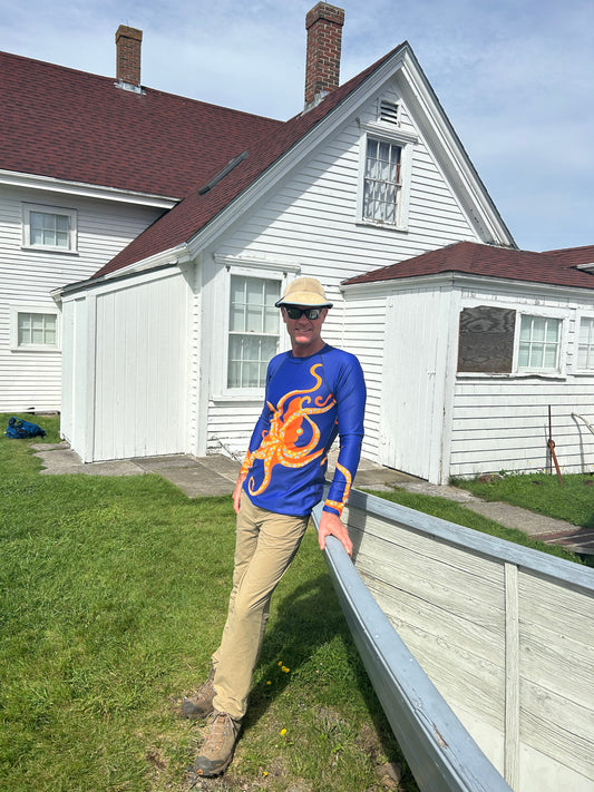 Dancing Octopus on Midnight MENS Rash Guard Top