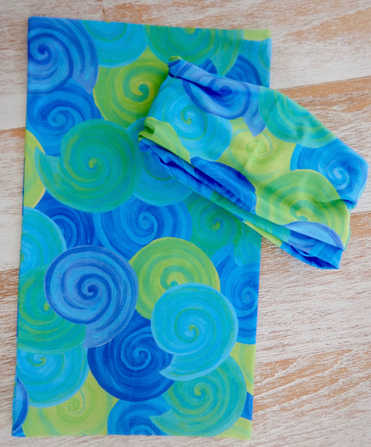 Salt Band/Sun Scarf: Moon Shells blue&green