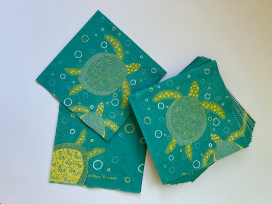 Turtles in Bubbles Coctail Napkin