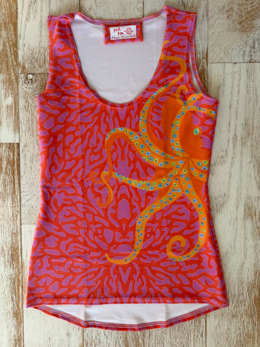 Dancing Octopus on Pink Coral Tank Top