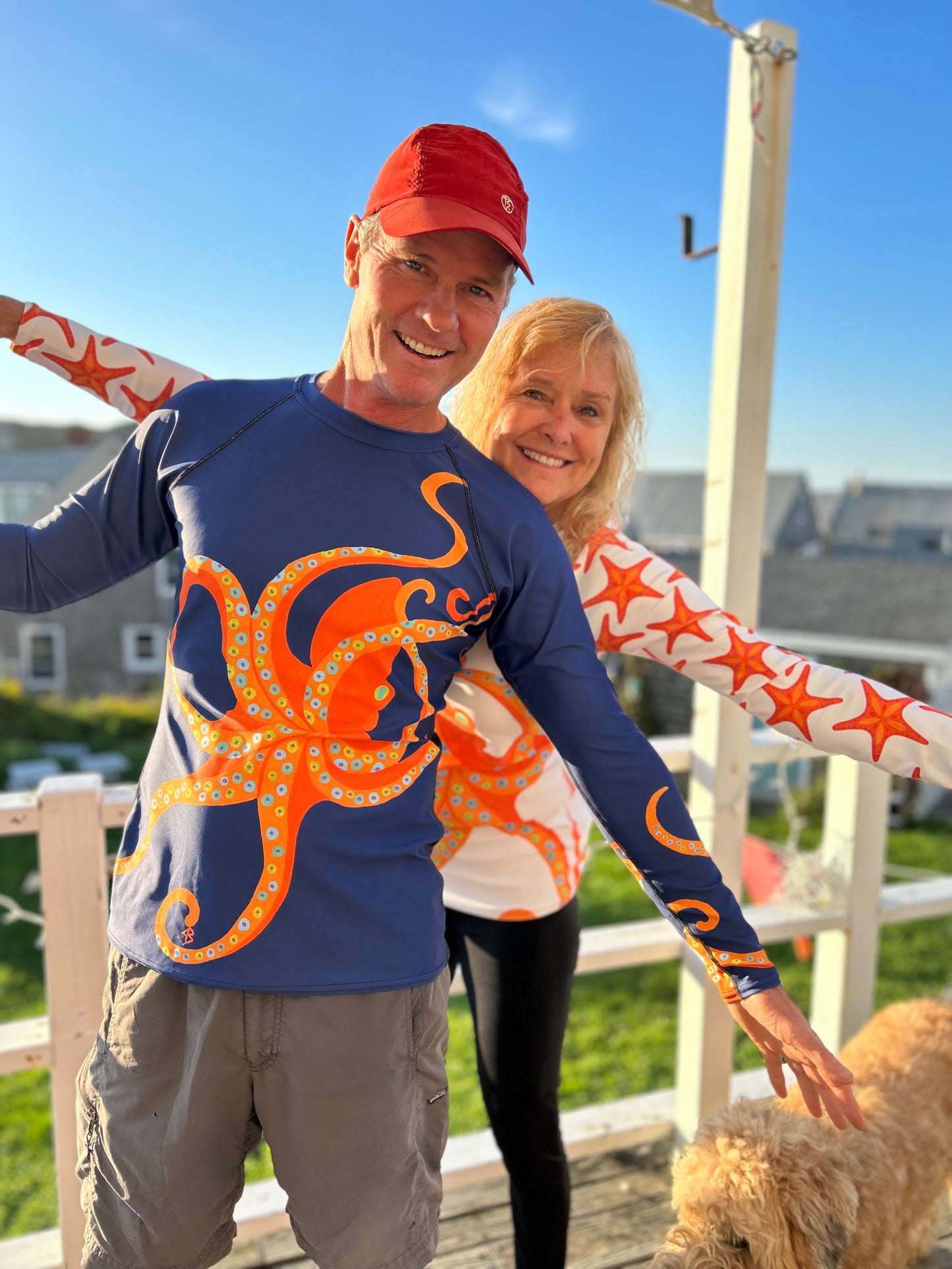 Dancing Octopus on Midnight MENS Rash Guard Top