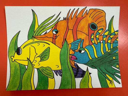 Vintage Festive Fish A3-SBL