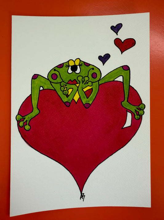 Vintage Festive Fish Frog on Heart