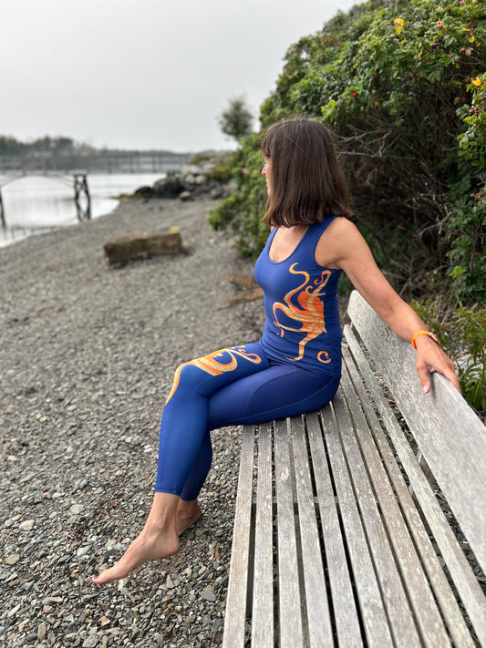 Dancing Octopus on Orange Coral Tank Top