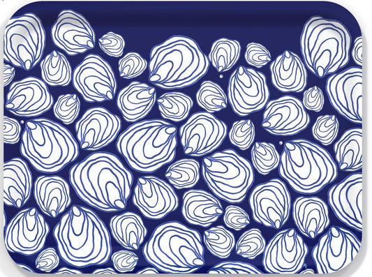 Large Tray: Oysters on Blue