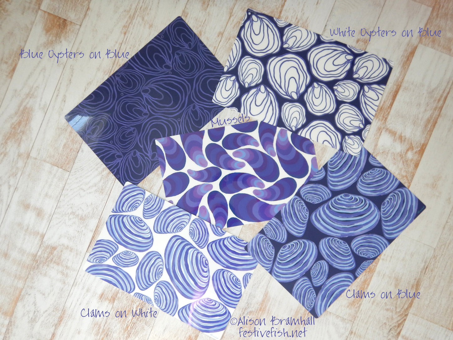Blue Oysters on Blue Placemat