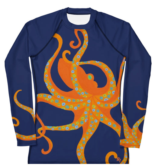 Dancing Octopus on Midnight Rash Guard Top