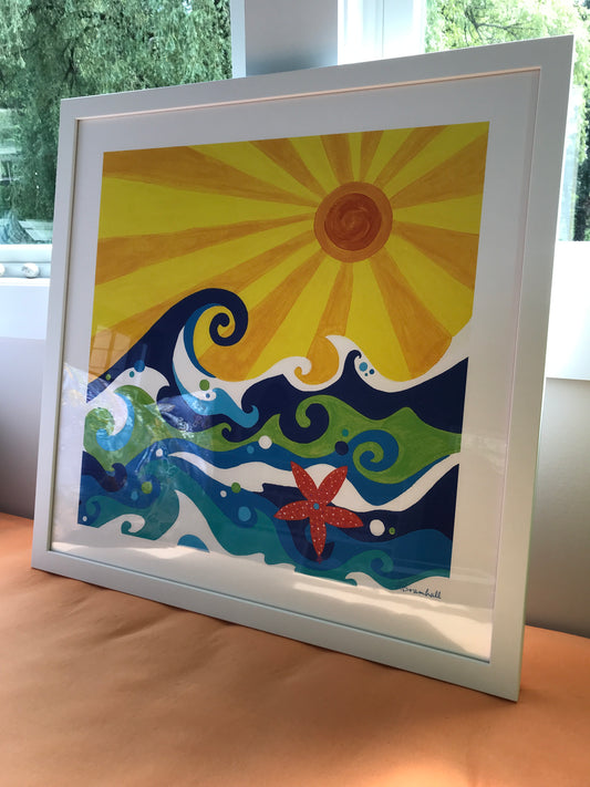 Waves Giclee Framed to 24x24