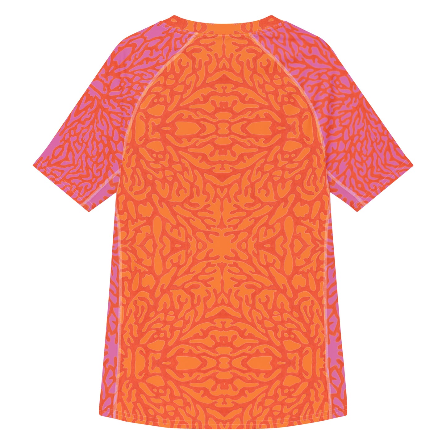 NEW! Short Sleeve Pink-Orange Coral Octopus Rash Guard Top