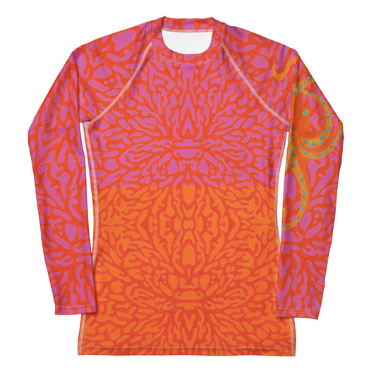 Pink-Orange Coral Octopus Rash Guard Top