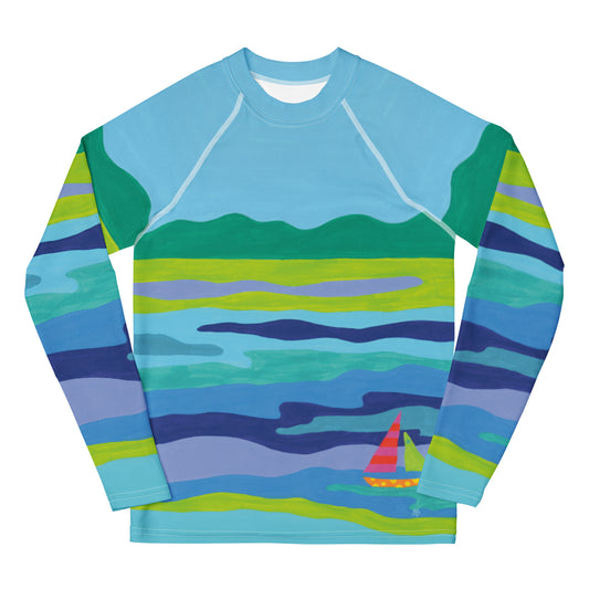 YOUTH Fish Blue Chip Rash Guard Top