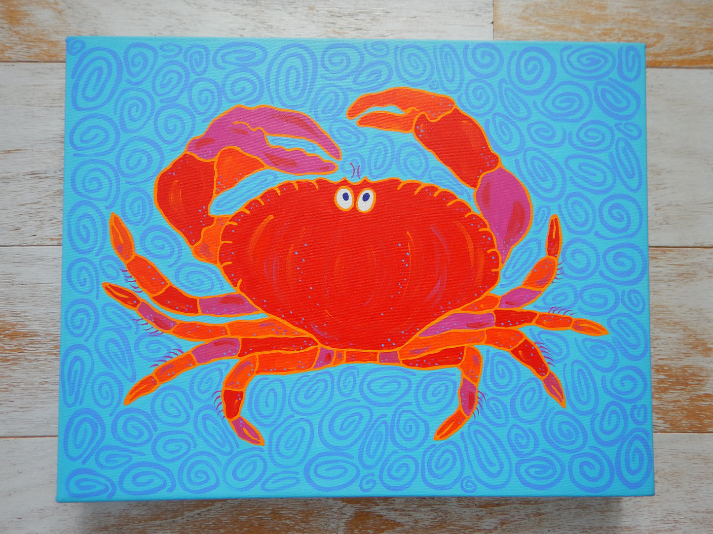 Crab on Blue 11x14