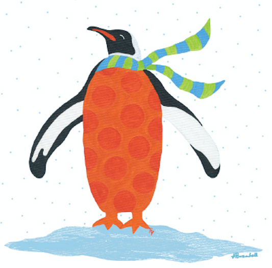 Orange Penguin Flour Sack Towel