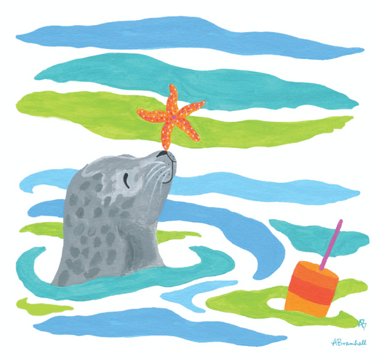 Seal with Starfish Flour Sack Towel