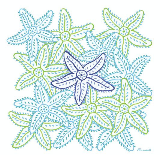 Summer Starfish Blue Flour Sack Towel