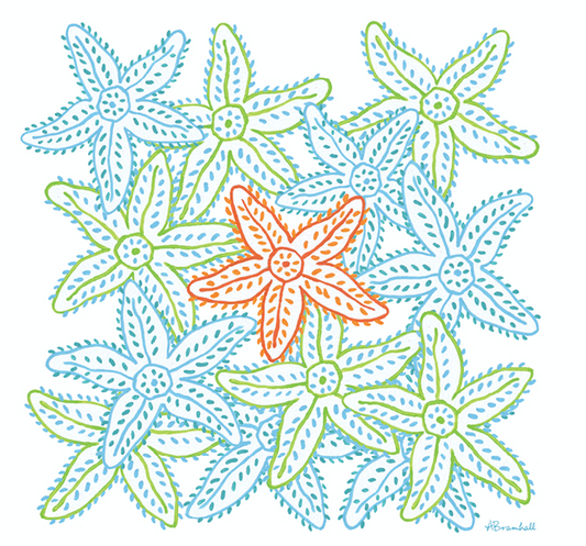 Summer Starfish Orange Flour Sack Towel