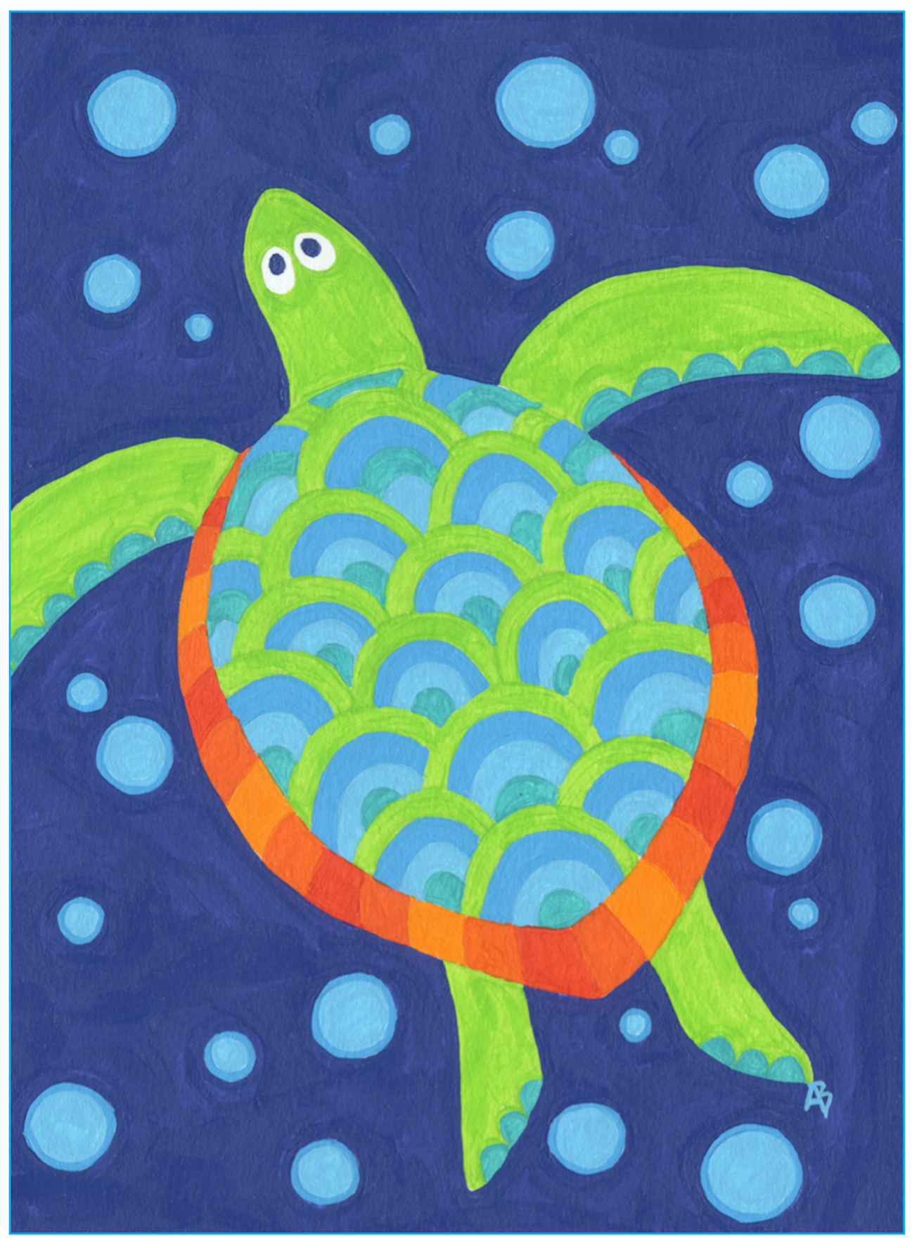 Turtle in Bubbles Card