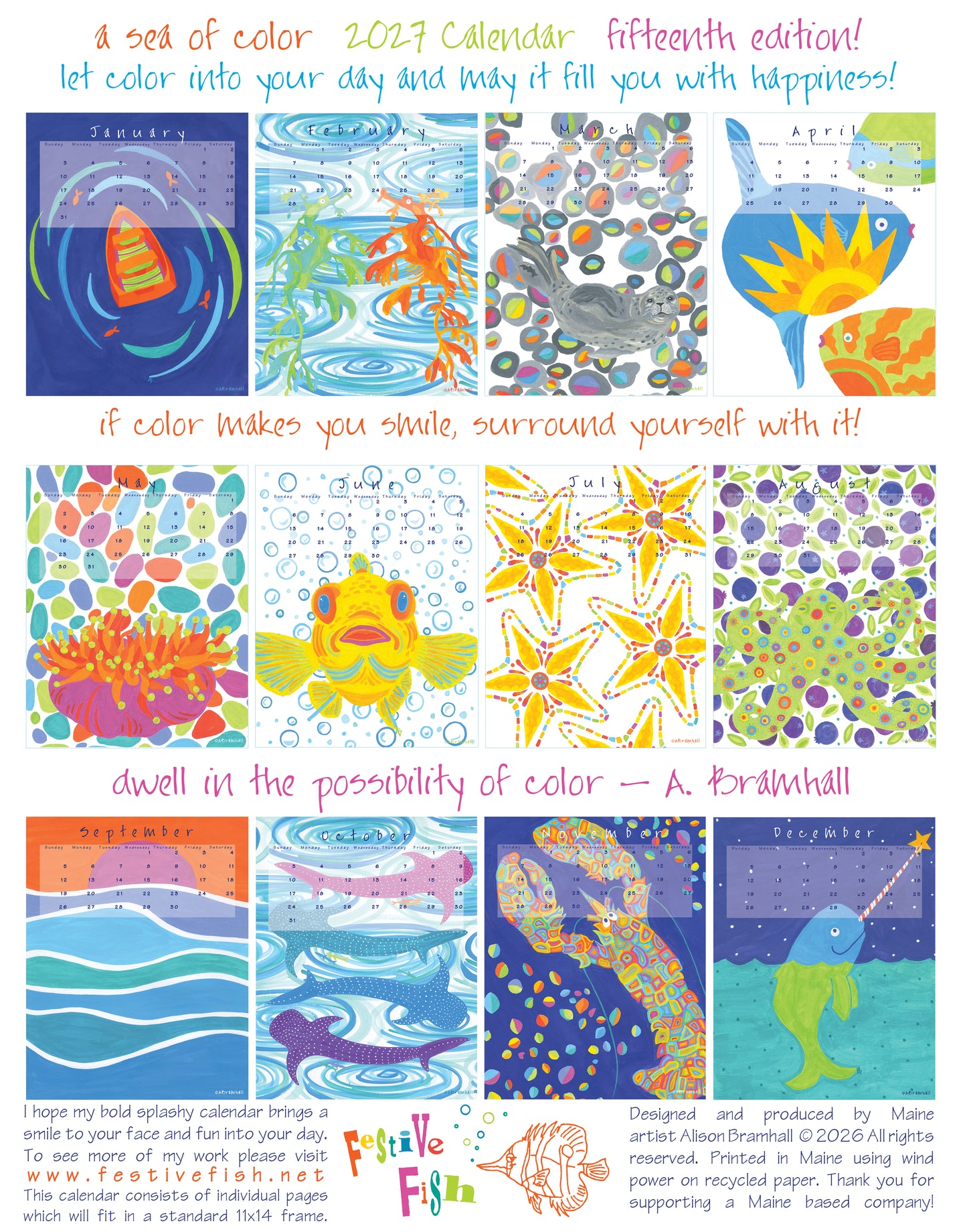 2027 A Sea of Color Calendar - PRE ORDER - will ship mid July