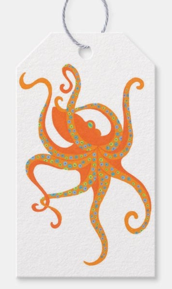 Dancing Octopus Gift Tag Pack (6)