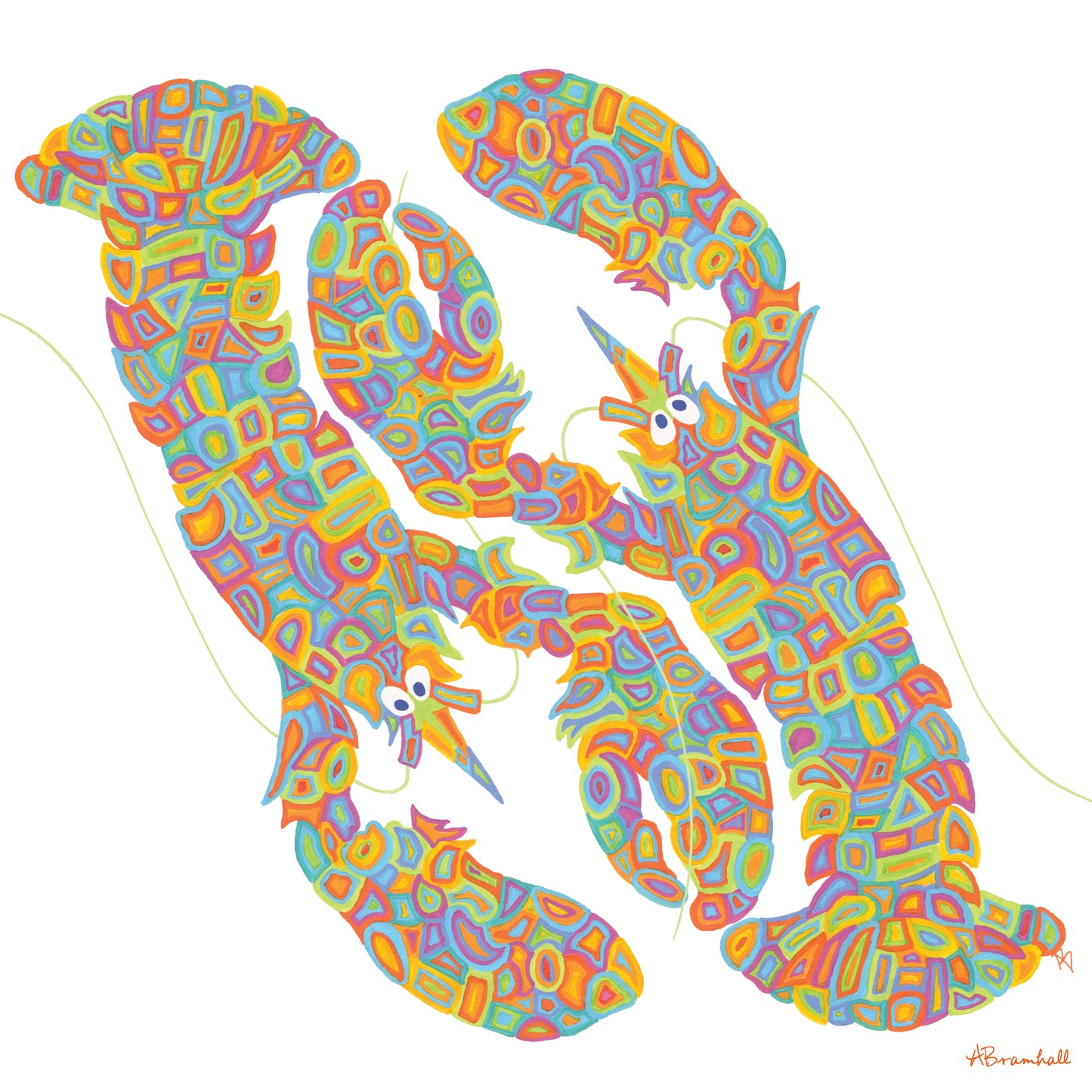 Mosaic Lobsters Flour Sack Towel