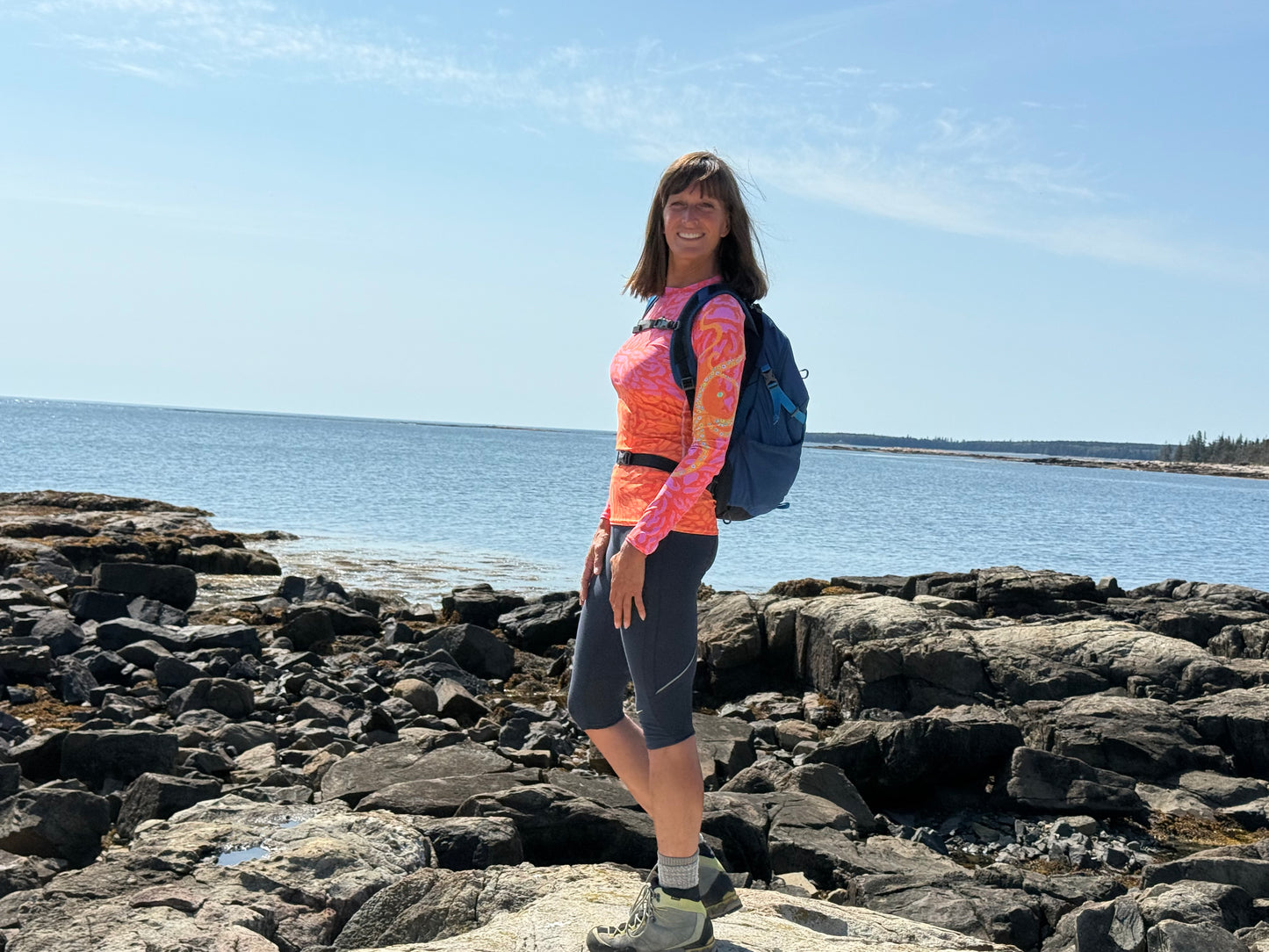 Pink-Orange Coral Octopus Rash Guard Top