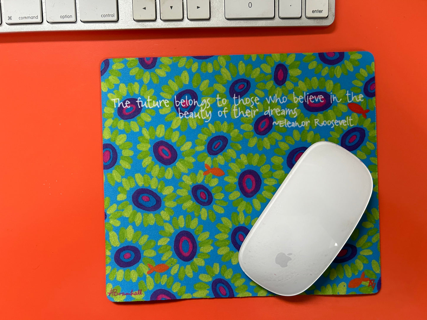 Micro Thin MOUSE PAD 8x7 Coral Bloom w/Quote