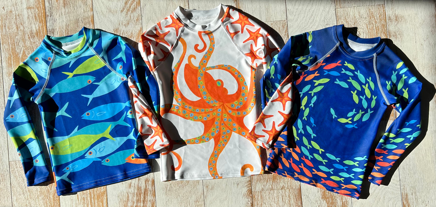 YOUTH Dancing Octopus Rash Guard Top