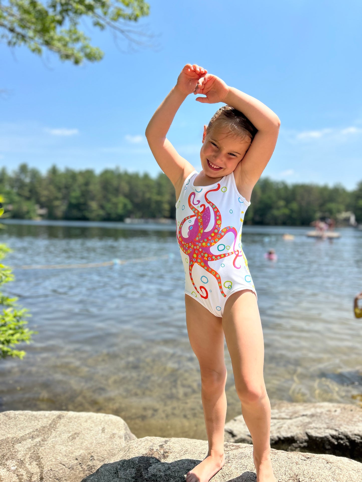 Dancing Octopus in Bubbles Toddler Swim Suit