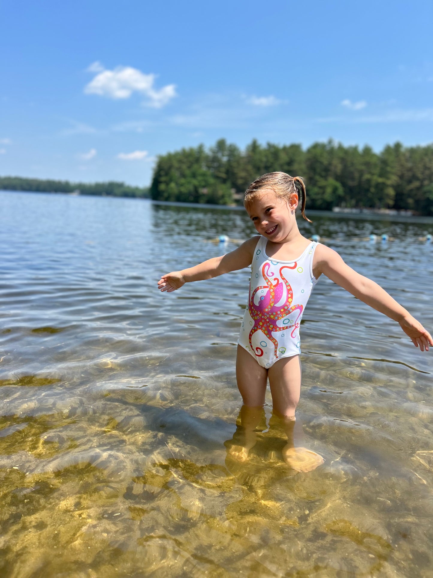 Dancing Octopus in Bubbles Toddler Swim Suit