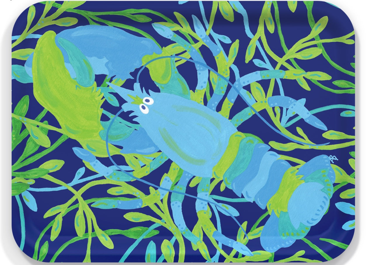 Large Tray: Ice Blue Lobster on SeaaWeed