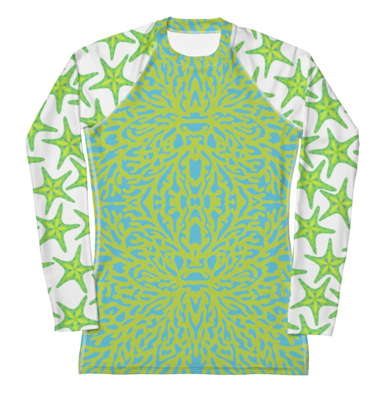 Fish Pattern Rash Guard Lime Coral wtih Starfish Rash Guard Top – FestiveFish