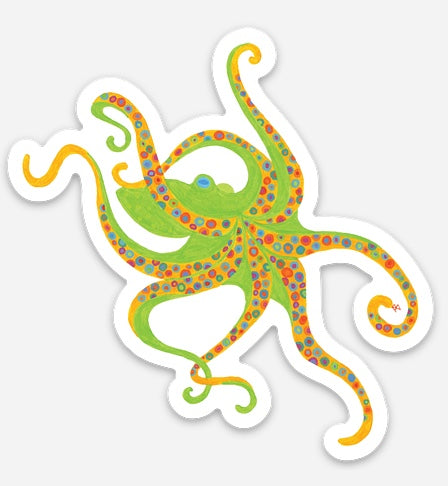 Lime Dancing Octopus Sticker ***Limited Edition***