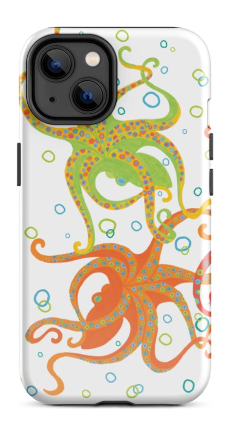Octopus Duo in Bubbles iPhone Tough Case