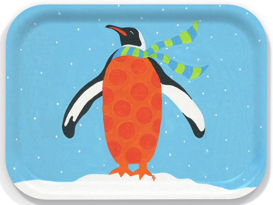 Medium Tray: Orange Penguin