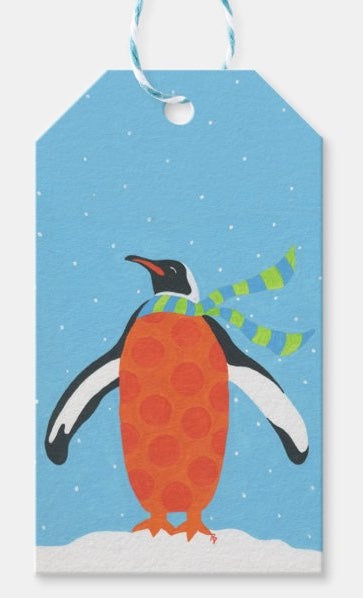 Orange Penguin Gift Tag Pack (6)