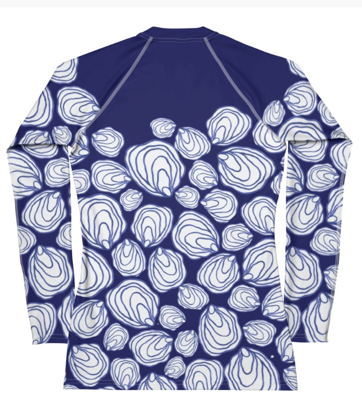Oysters on Blue Rash Guard Top
