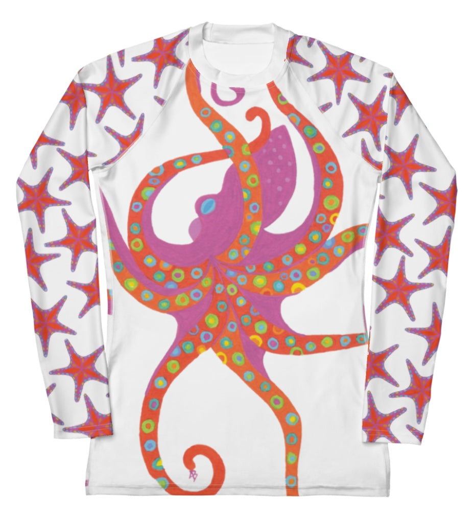 Pink Dancing Octopus Rash Guard Top