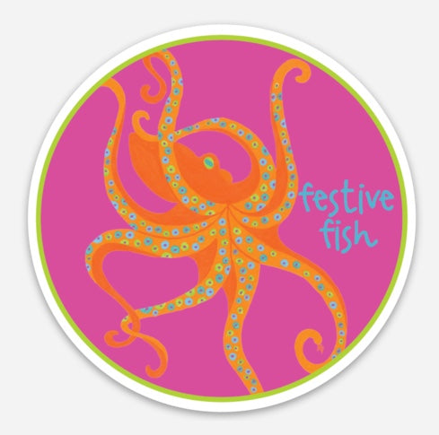 Festive Fish Dancing Octopus Sticker