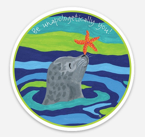 Seal with Starfish and quote Sticker