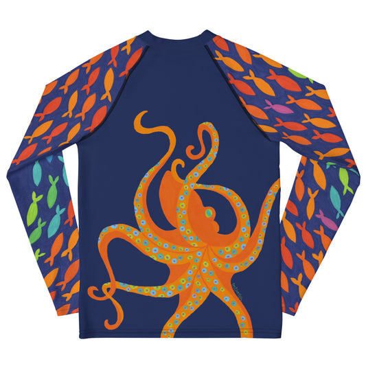 YOUTH Dancing Octopus on Midnight Rash Guard Top