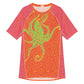 NEW! Short Sleeve Pink-Orange Coral Octopus Rash Guard Top