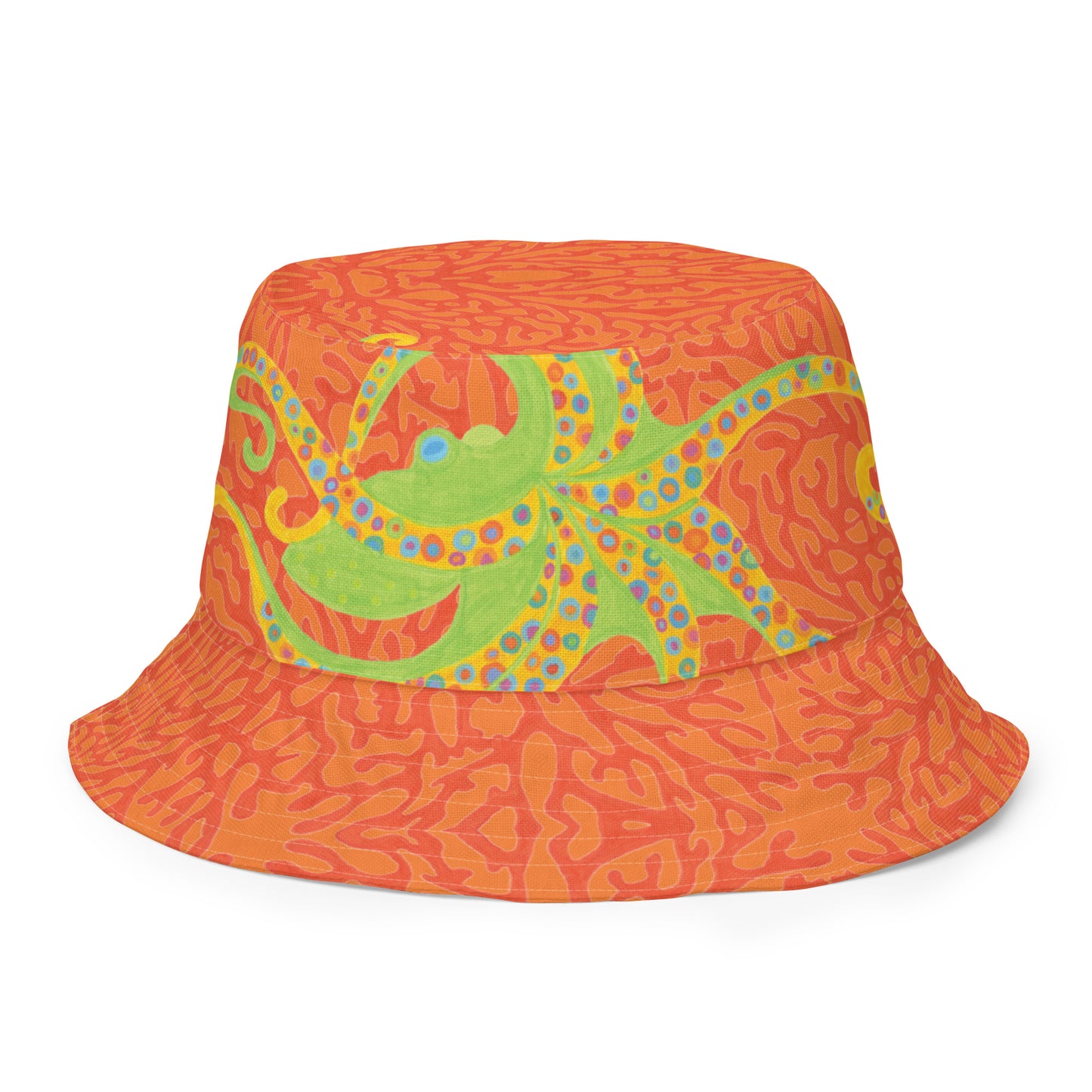 New! Dancing Octopus on Pink & Orange Corals Bucket Hat
