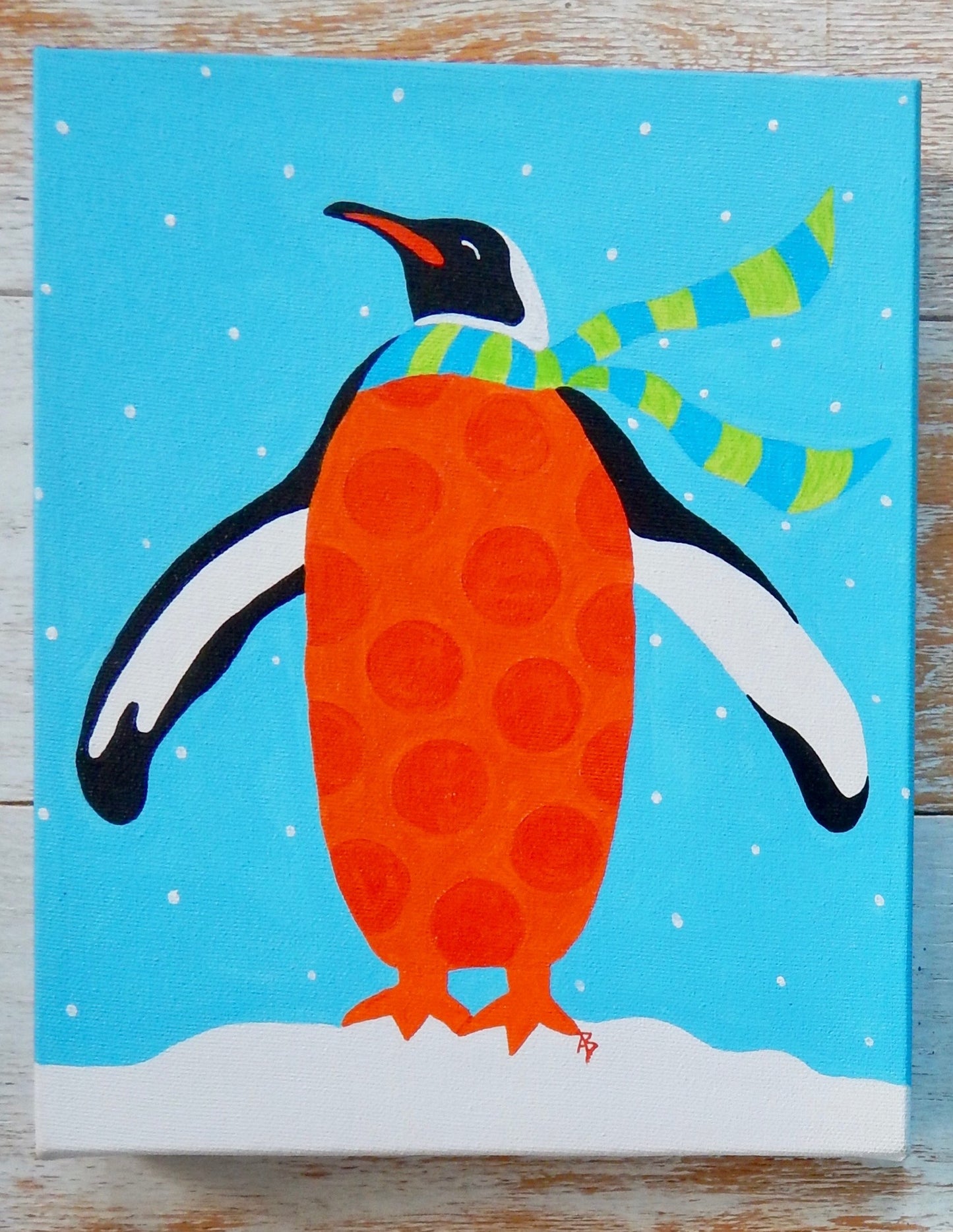 Orange Penguin 8x10 Original Art