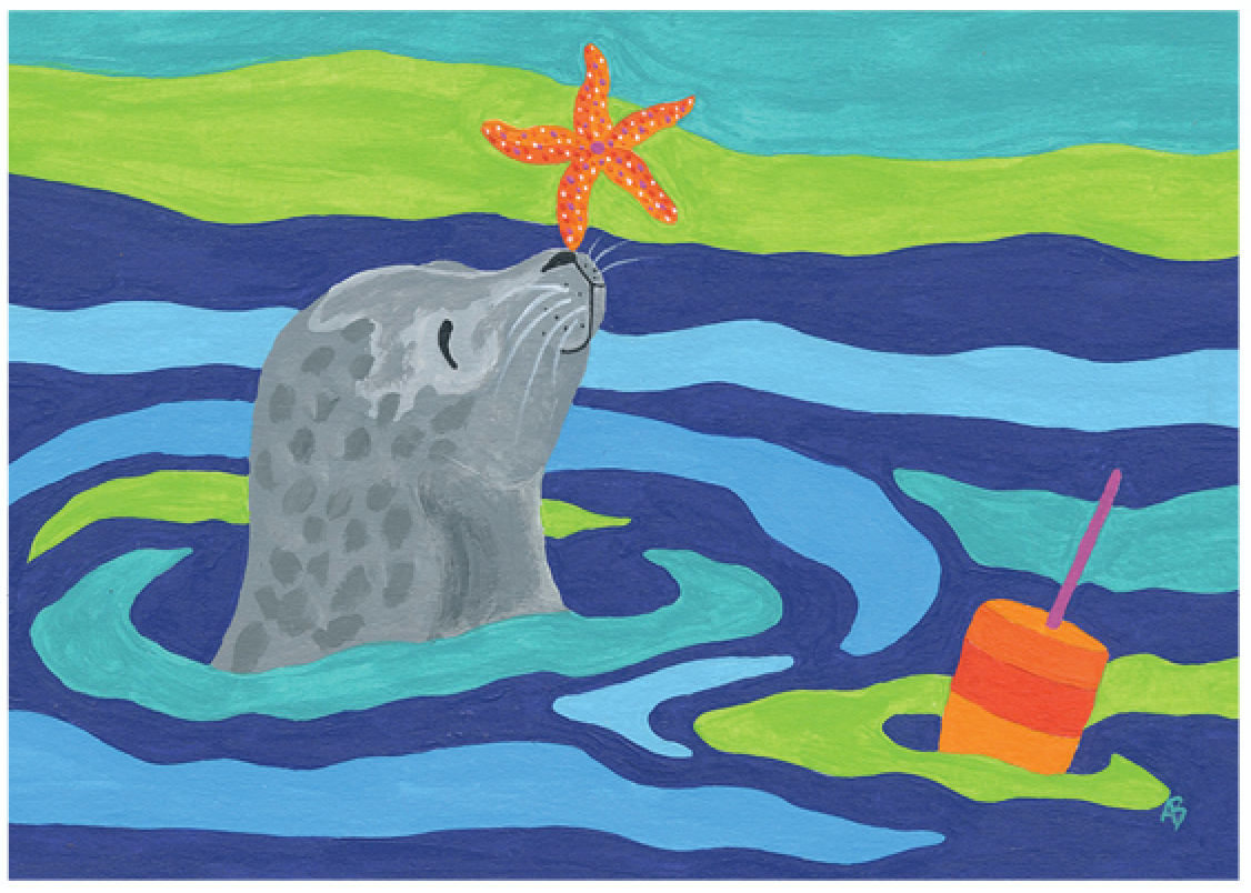 Seal with Starfish Card