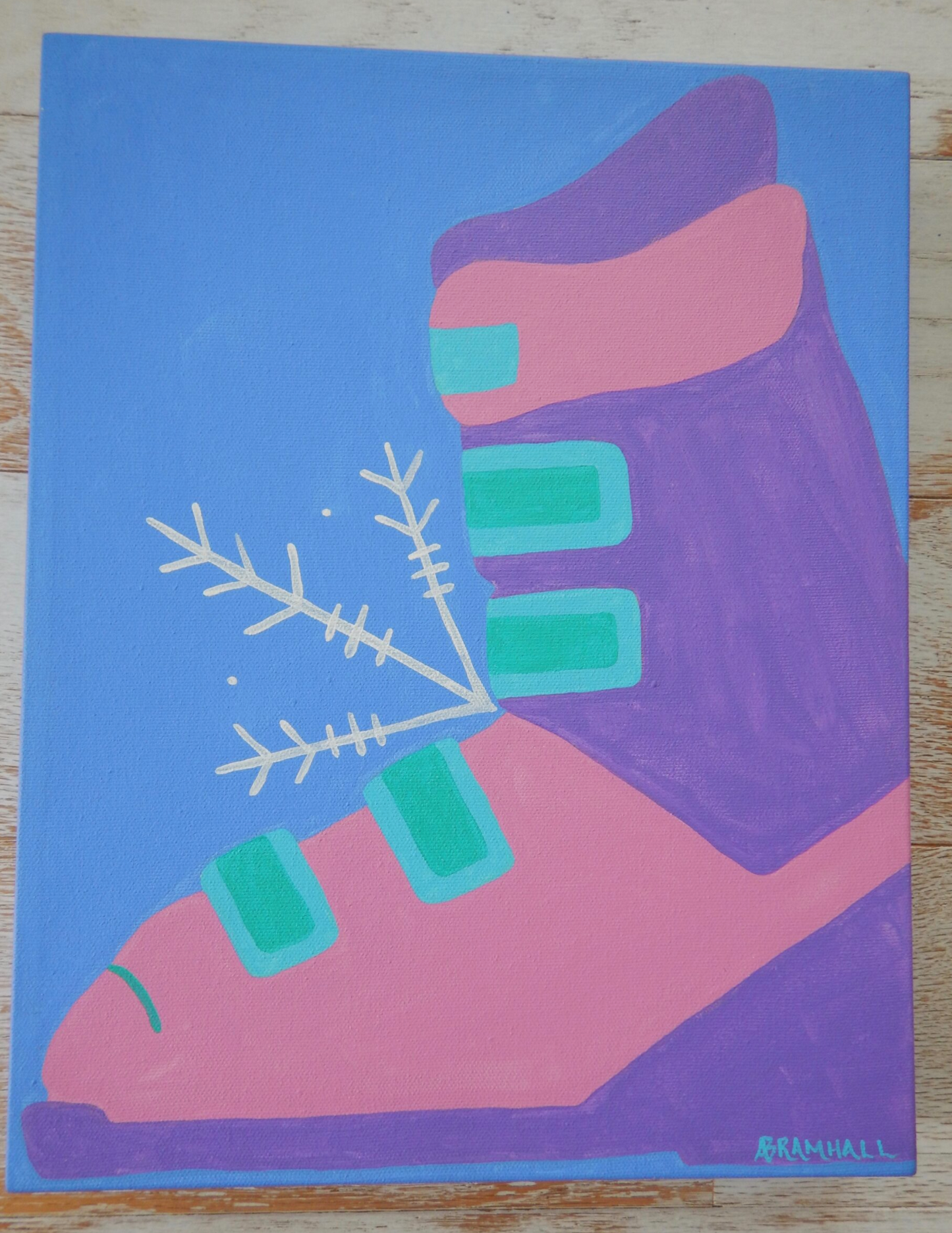 Ski Boot Lavender Pink 11x14 Original Art