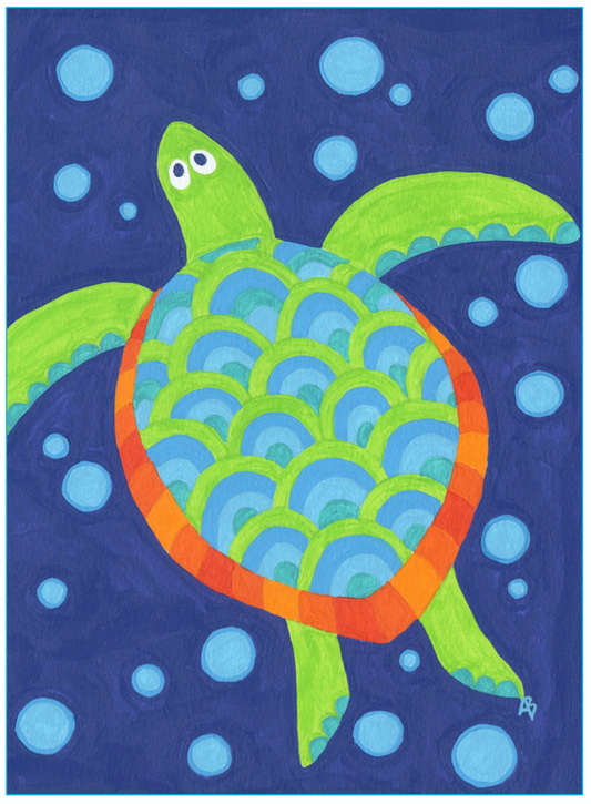 Turtle in Bubbles Card