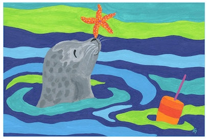 Seal with Starfish Pillow